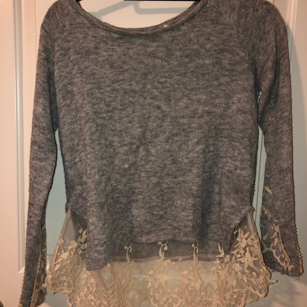 Grey Lacey Sweater